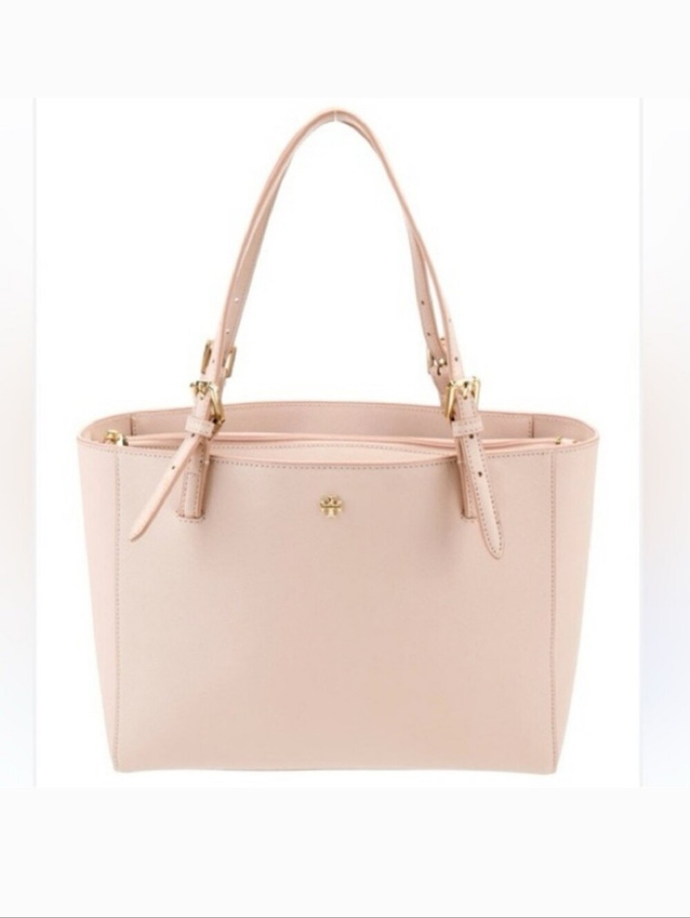 Tory Burch Blush Leather Double-Handle Tote